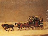 The Derby and London Royal Mail on the Open Road in Winter by Henry Alken